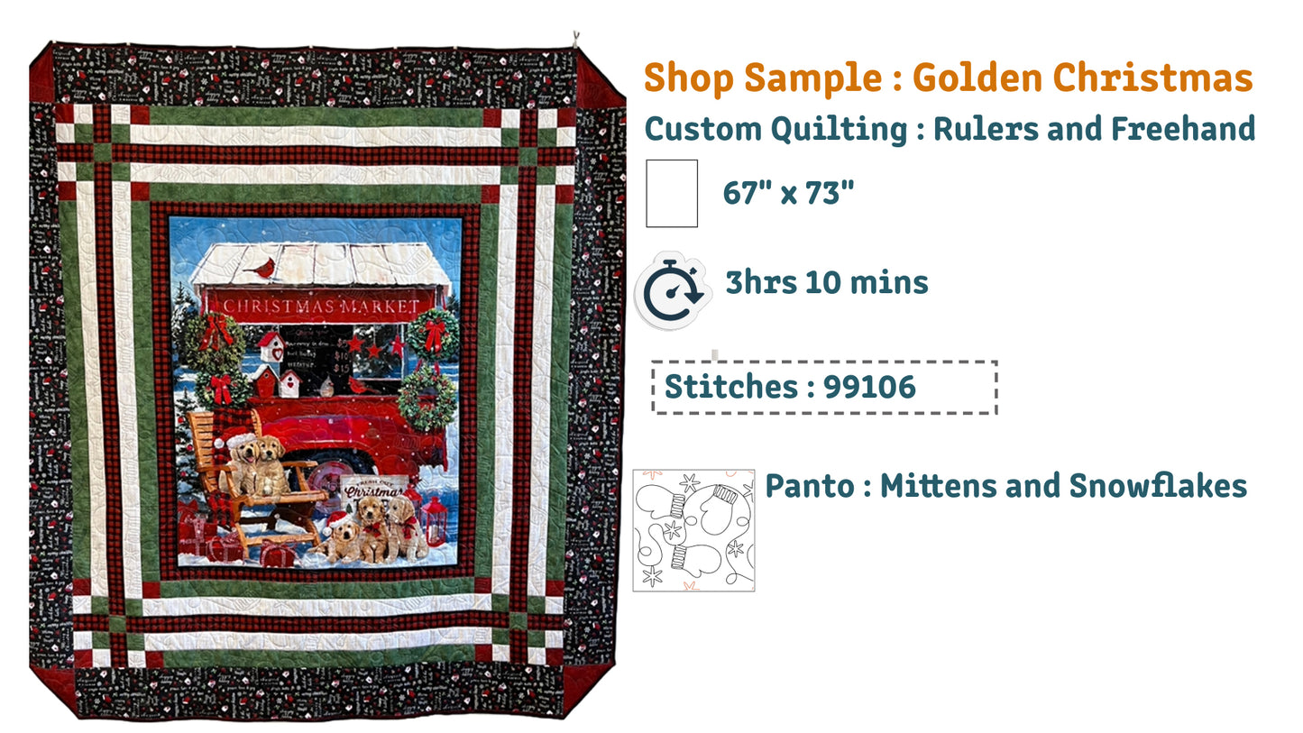 Golden Christmas Quilt 67"x73"