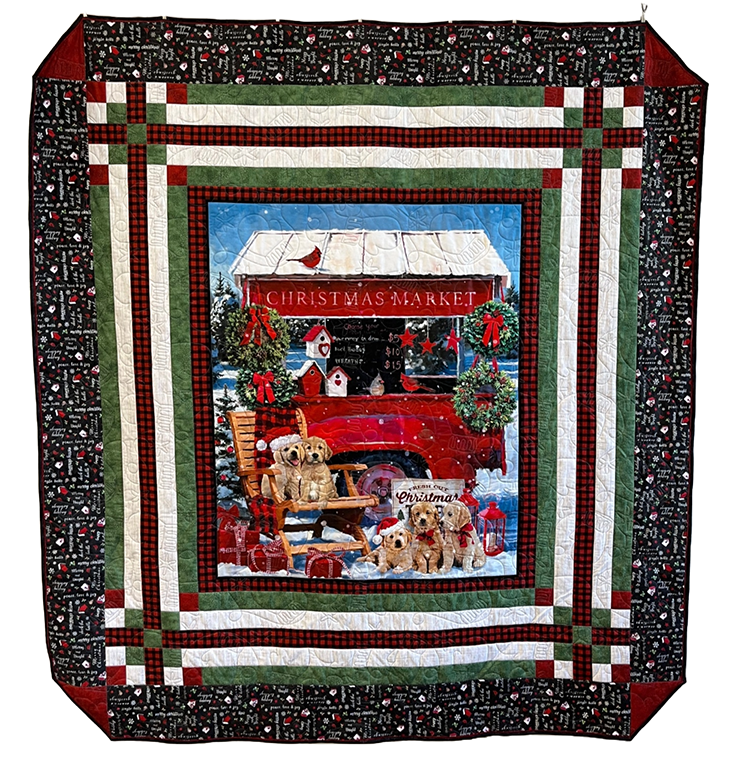 Golden Christmas Quilt 67"x73"